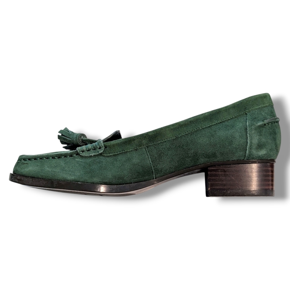Lauren Ralph Lauren Women's Vintage Green Suede Tassel Loafers, Size 7 - Picture 8 of 10
